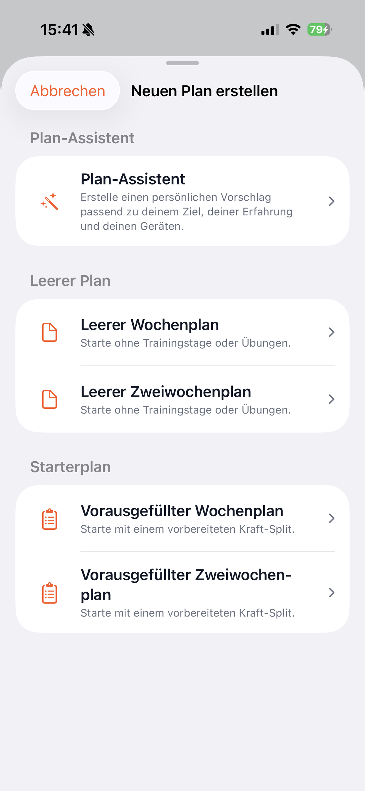 Neuen Plan mit dem Plan-Assistenten erstellen