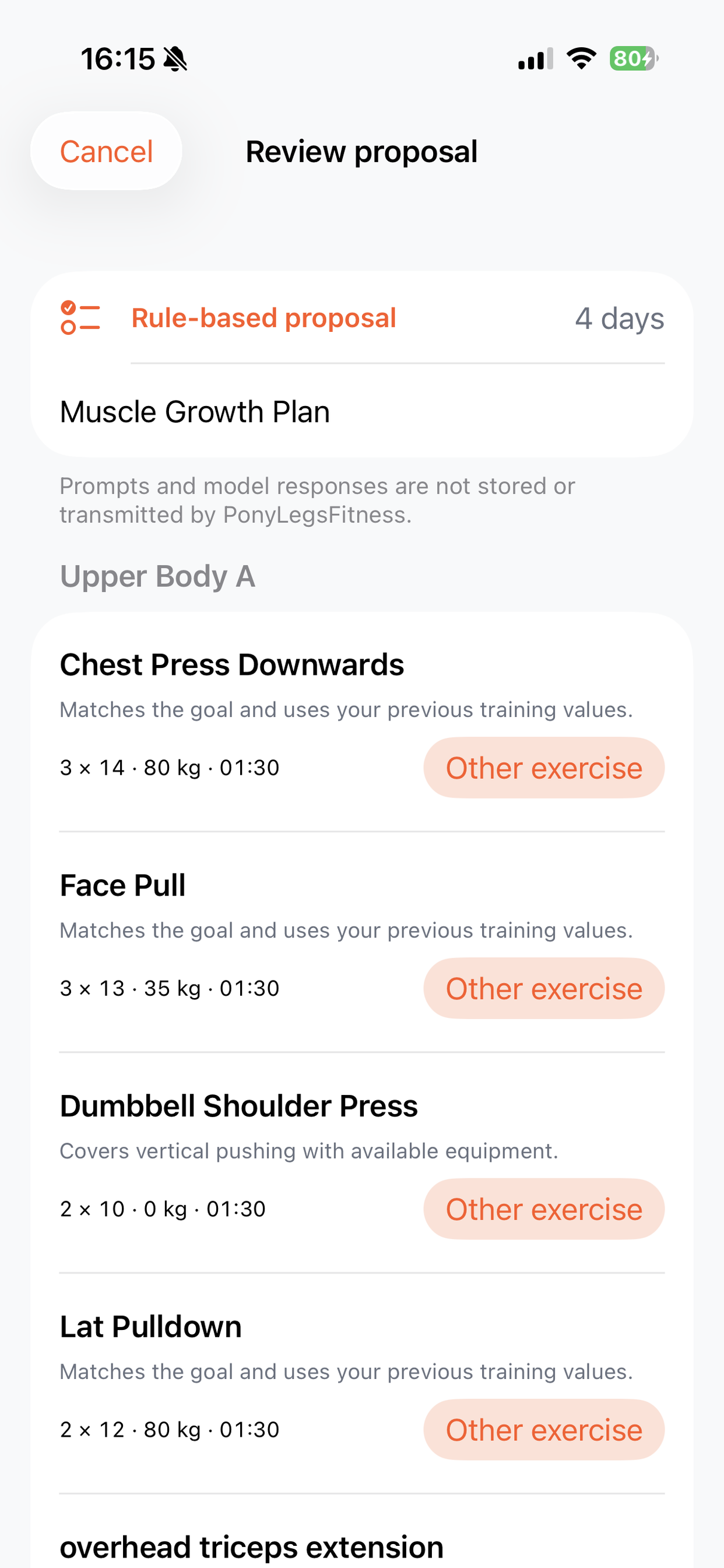 Review a proposed plan and change exercises