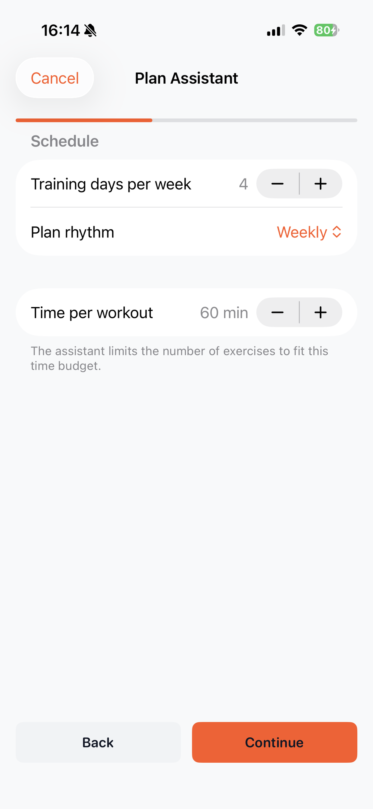 Set training schedule and time budget