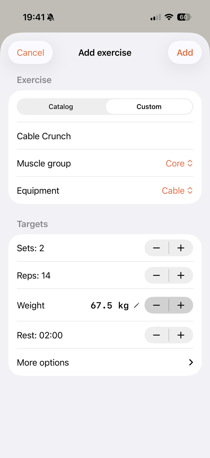 Create a custom exercise