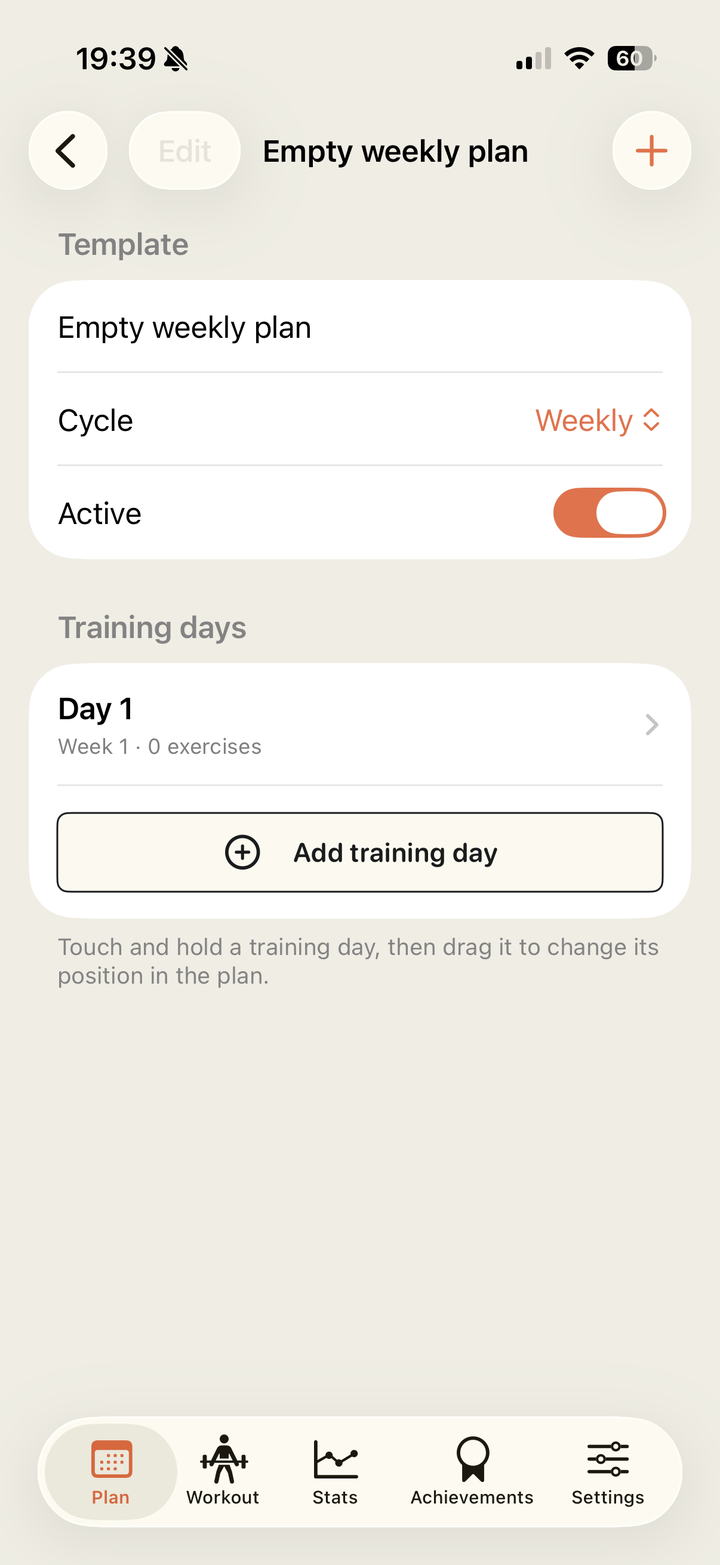 Plan with training day