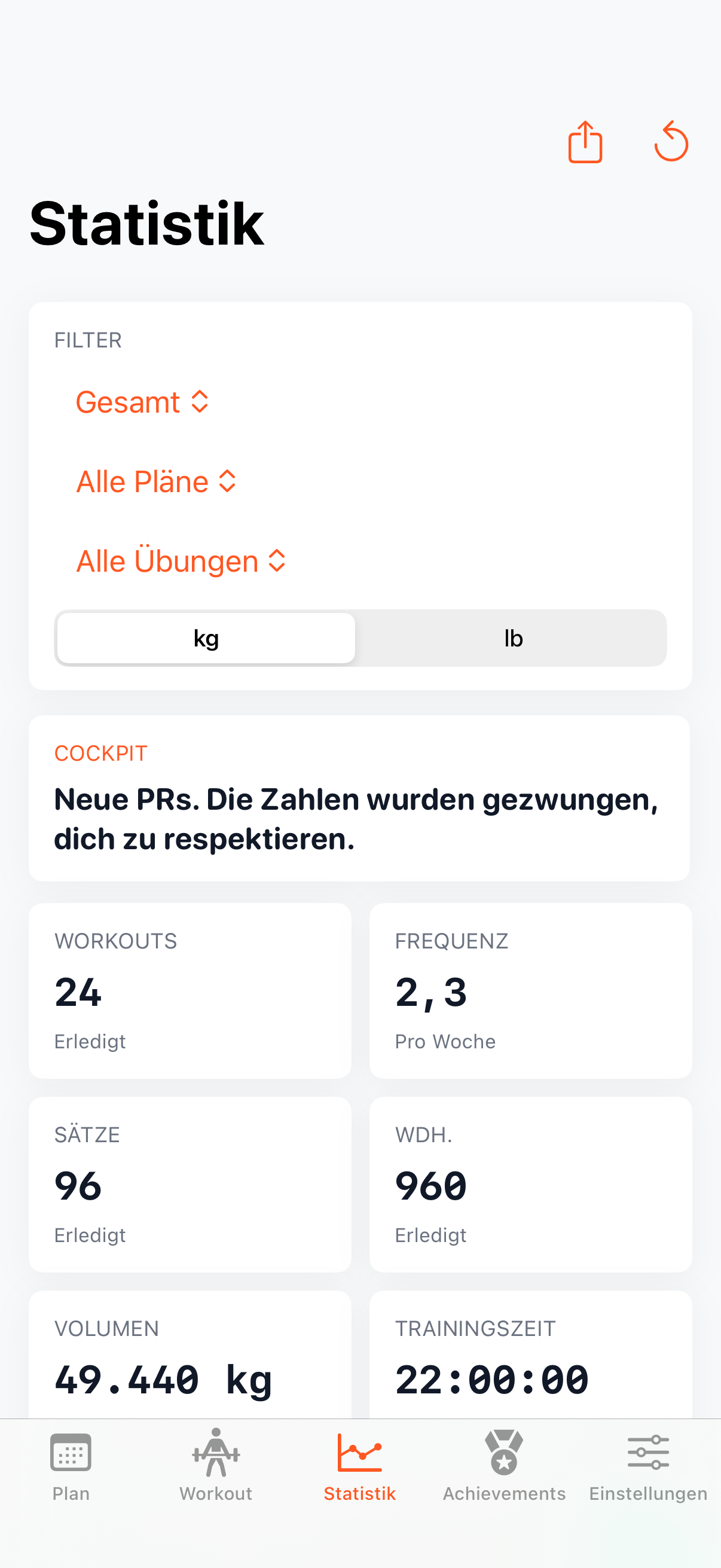 PonyLegsFitness Statistik mit Verlauf