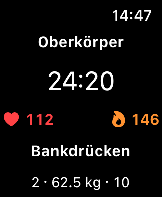 Workout auf der Apple Watch mit Beispieldaten